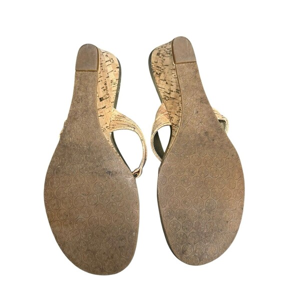 Lilly Pulitzer McKim Wedge Sandals Size 10 Metallic Gold Leather Cork Resort - Picture 6 of 10